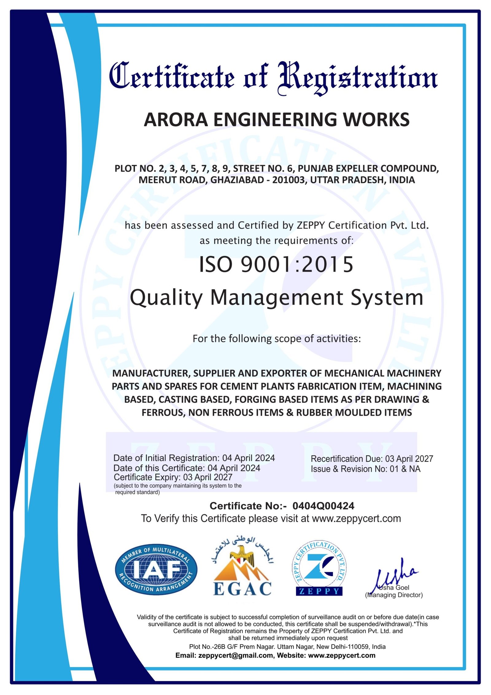 ISO 9001:2015 Certificate